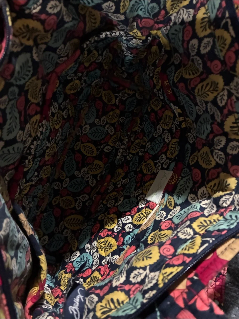 Vera Bradley Floral Quilted Tote in Navy, Coral, Yellow, Aqua